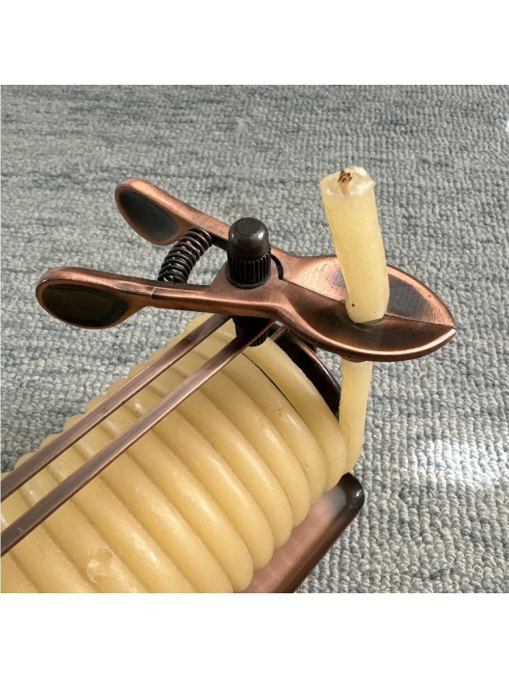 Vintage Style Copper Candle Winder with Beeswax Candle